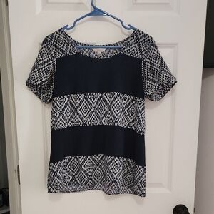 Charming Charlie Blue and White Boxy Blouse